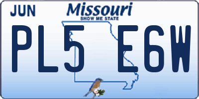 MO license plate PL5E6W