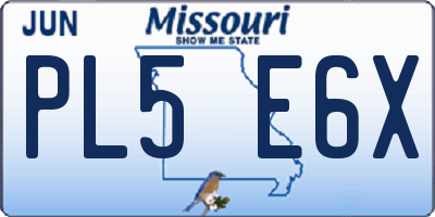 MO license plate PL5E6X