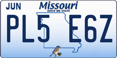 MO license plate PL5E6Z