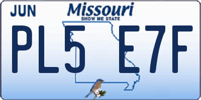 MO license plate PL5E7F