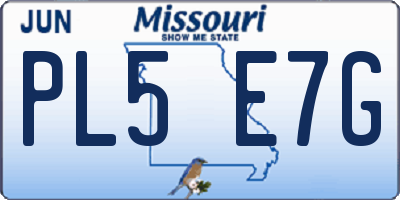 MO license plate PL5E7G