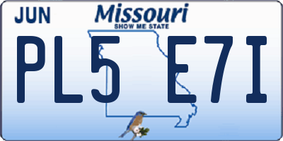 MO license plate PL5E7I