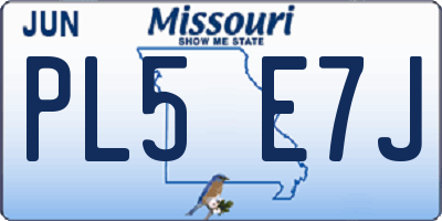 MO license plate PL5E7J