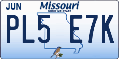 MO license plate PL5E7K