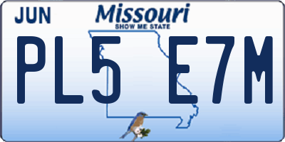 MO license plate PL5E7M