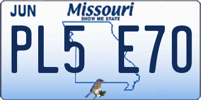 MO license plate PL5E7O