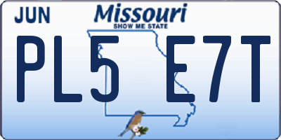 MO license plate PL5E7T