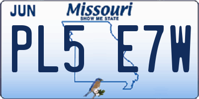 MO license plate PL5E7W