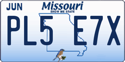 MO license plate PL5E7X