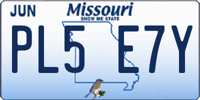 MO license plate PL5E7Y