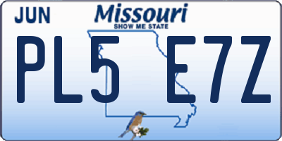 MO license plate PL5E7Z