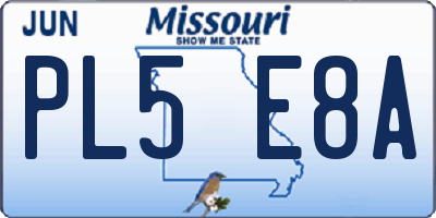 MO license plate PL5E8A