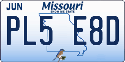 MO license plate PL5E8D