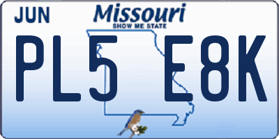 MO license plate PL5E8K
