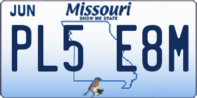 MO license plate PL5E8M
