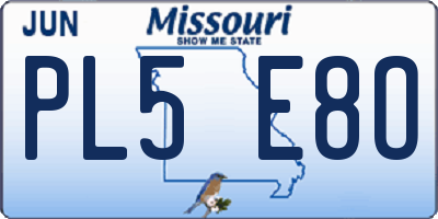 MO license plate PL5E8O