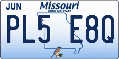 MO license plate PL5E8Q