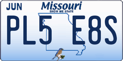 MO license plate PL5E8S