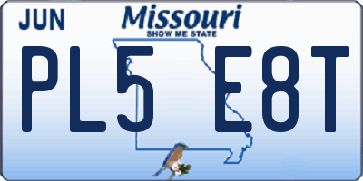 MO license plate PL5E8T