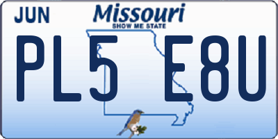 MO license plate PL5E8U