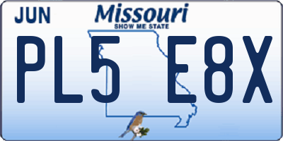 MO license plate PL5E8X