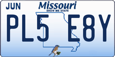 MO license plate PL5E8Y