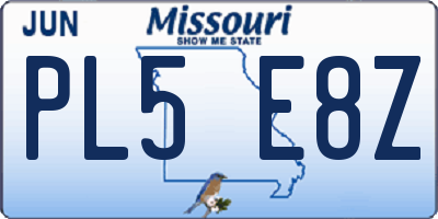 MO license plate PL5E8Z
