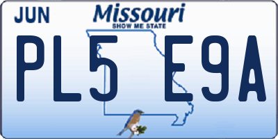 MO license plate PL5E9A
