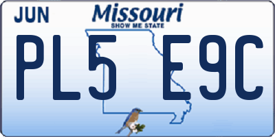 MO license plate PL5E9C