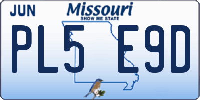 MO license plate PL5E9D