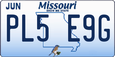 MO license plate PL5E9G