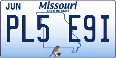 MO license plate PL5E9I