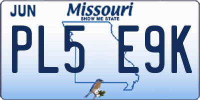 MO license plate PL5E9K