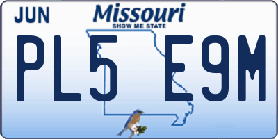 MO license plate PL5E9M