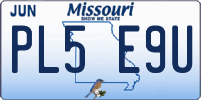 MO license plate PL5E9U