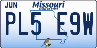 MO license plate PL5E9W