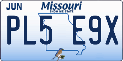 MO license plate PL5E9X