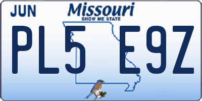 MO license plate PL5E9Z