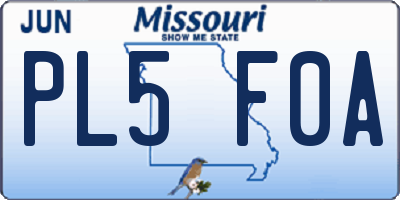 MO license plate PL5F0A