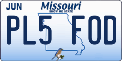 MO license plate PL5F0D