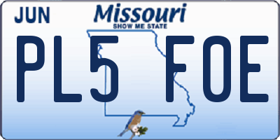 MO license plate PL5F0E