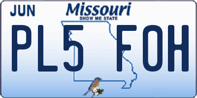 MO license plate PL5F0H