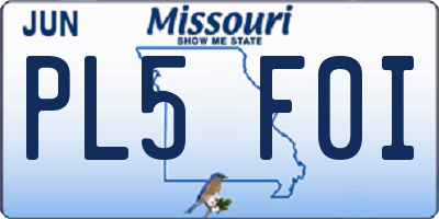 MO license plate PL5F0I