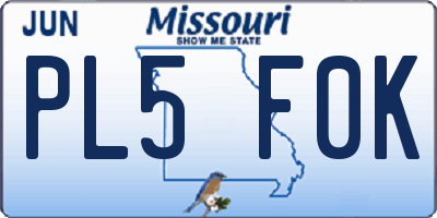 MO license plate PL5F0K