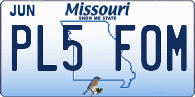 MO license plate PL5F0M
