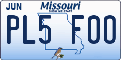 MO license plate PL5F0O