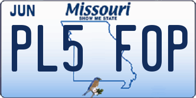 MO license plate PL5F0P