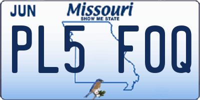 MO license plate PL5F0Q