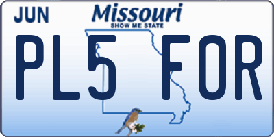 MO license plate PL5F0R