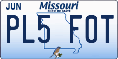 MO license plate PL5F0T